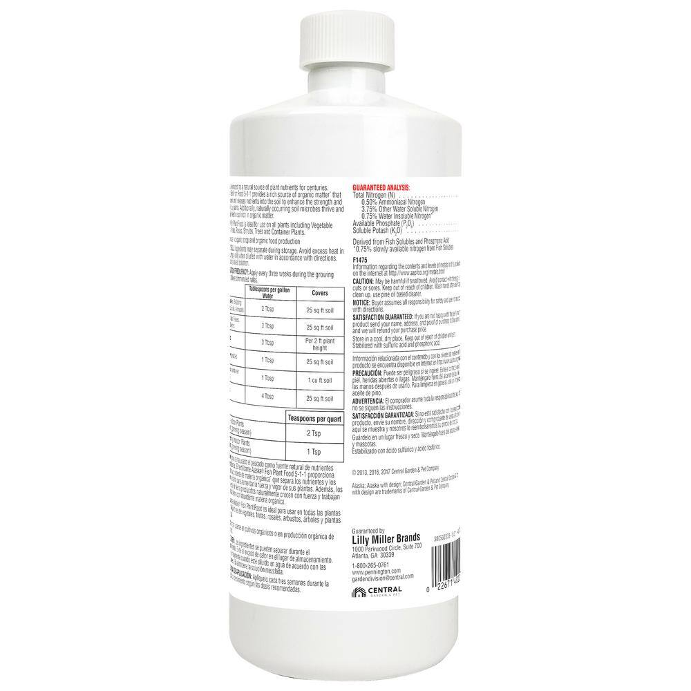 Alaska 32 oz. (1 qt.) Liquid Fish Emulsion Fertilizer 5-1-1 100099247