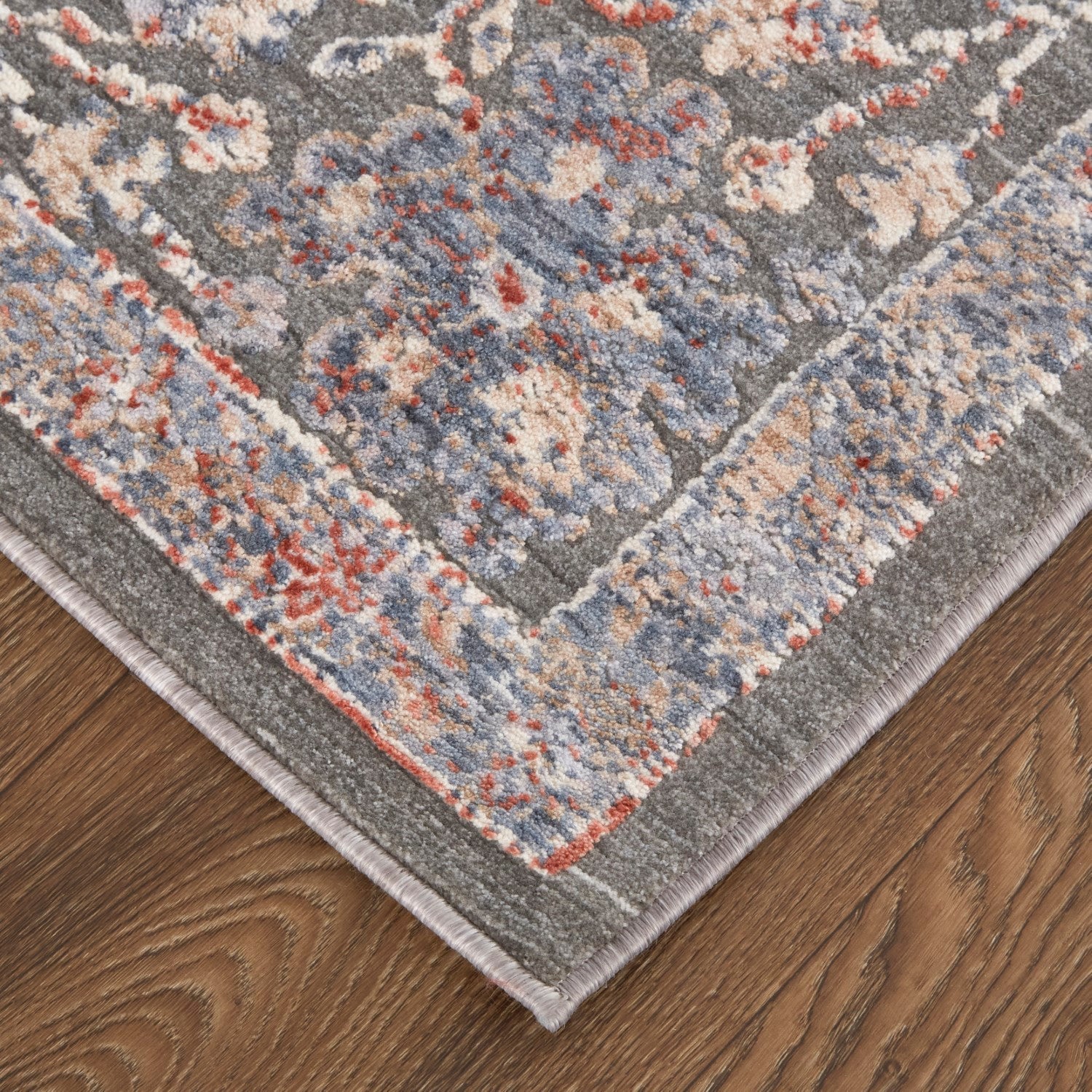 Sybil Power Loomed Ornamental Charcoal/Celectial Blue Rug