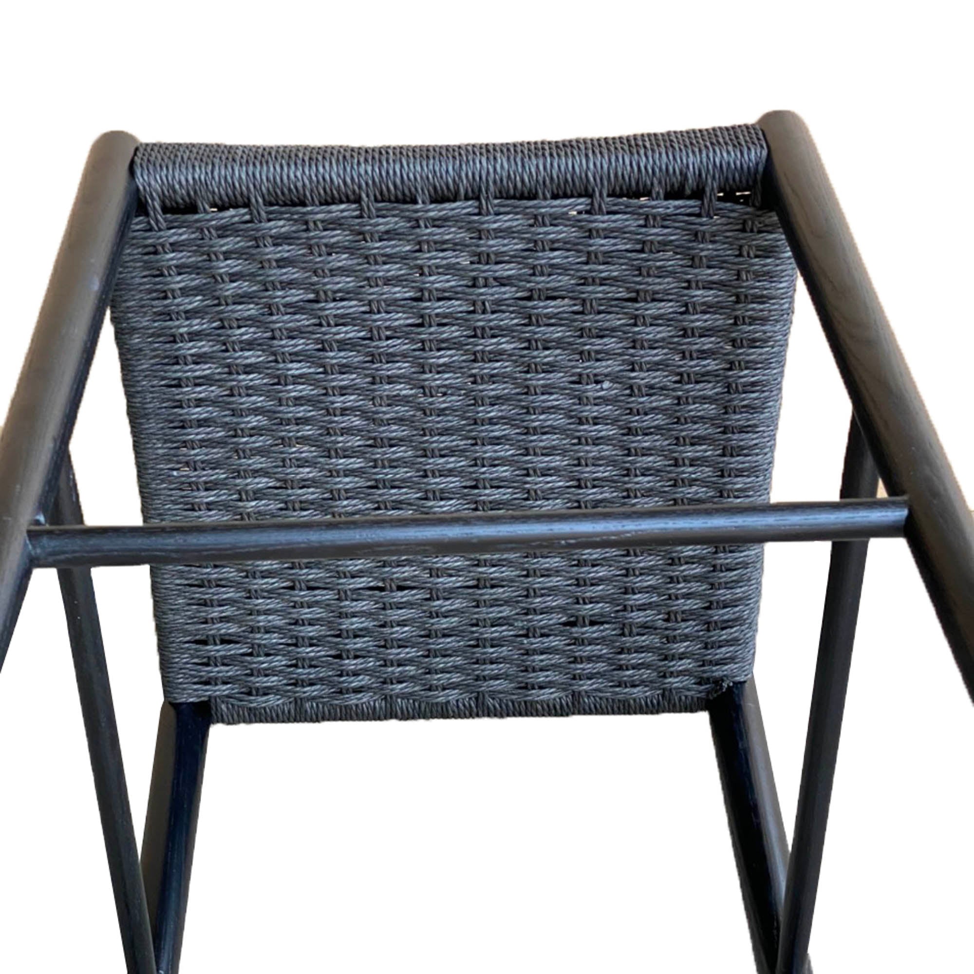 Jakarta Counter Stool with Back - Black/Black Woven Seat