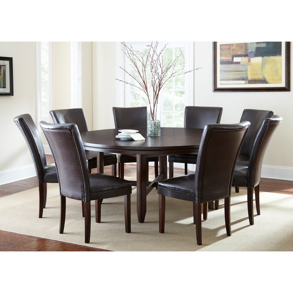 Hampton Dark Brown Cherry and Bonded Leather Dining Set by Greyson Living