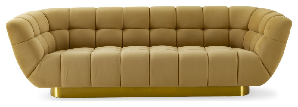 Divani Casa Granby Glam Mustard and Gold Fabric Sofa   Contemporary   Sofas   by Vig Furniture Inc.  Houzz