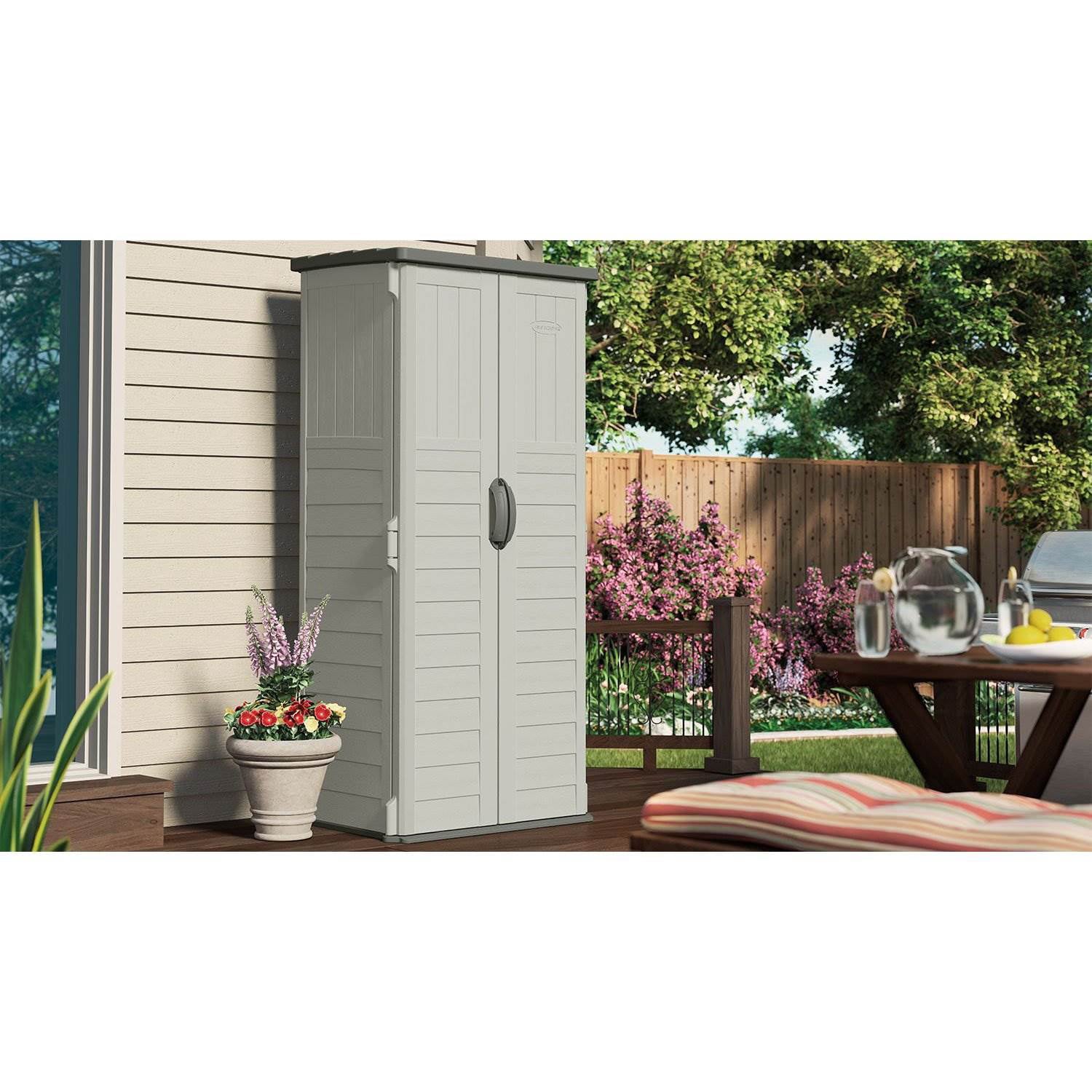 Suncast BMS1250 Resin Vertical Storage Shed Building, 22 cubic feet