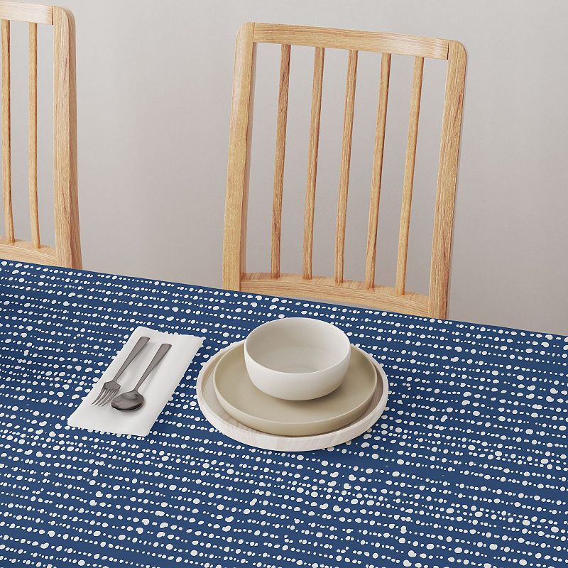 Square Tablecloth， 100% Polyester， 54x54， Dots in Stripes