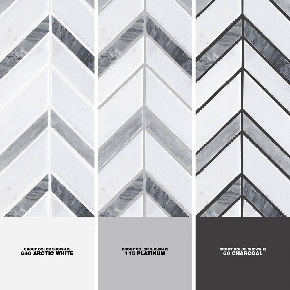 Jeffrey Court Glacier Edge White and Gray 9.875 in. x 11.25 in. Chevron Honed Marble Floor and Wall Mosaic Tile (0.771 sq. ft.Each) 95672