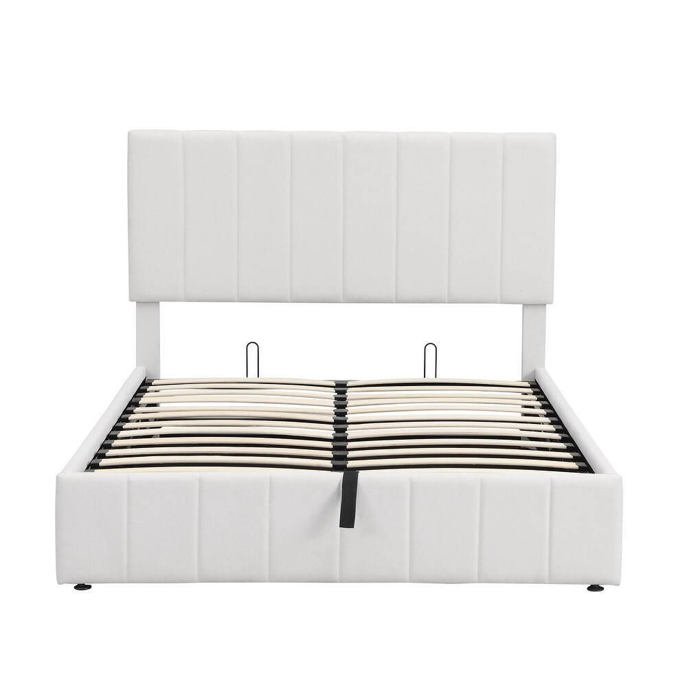 Upholstered Platform bed with a Hydraulic Storage System