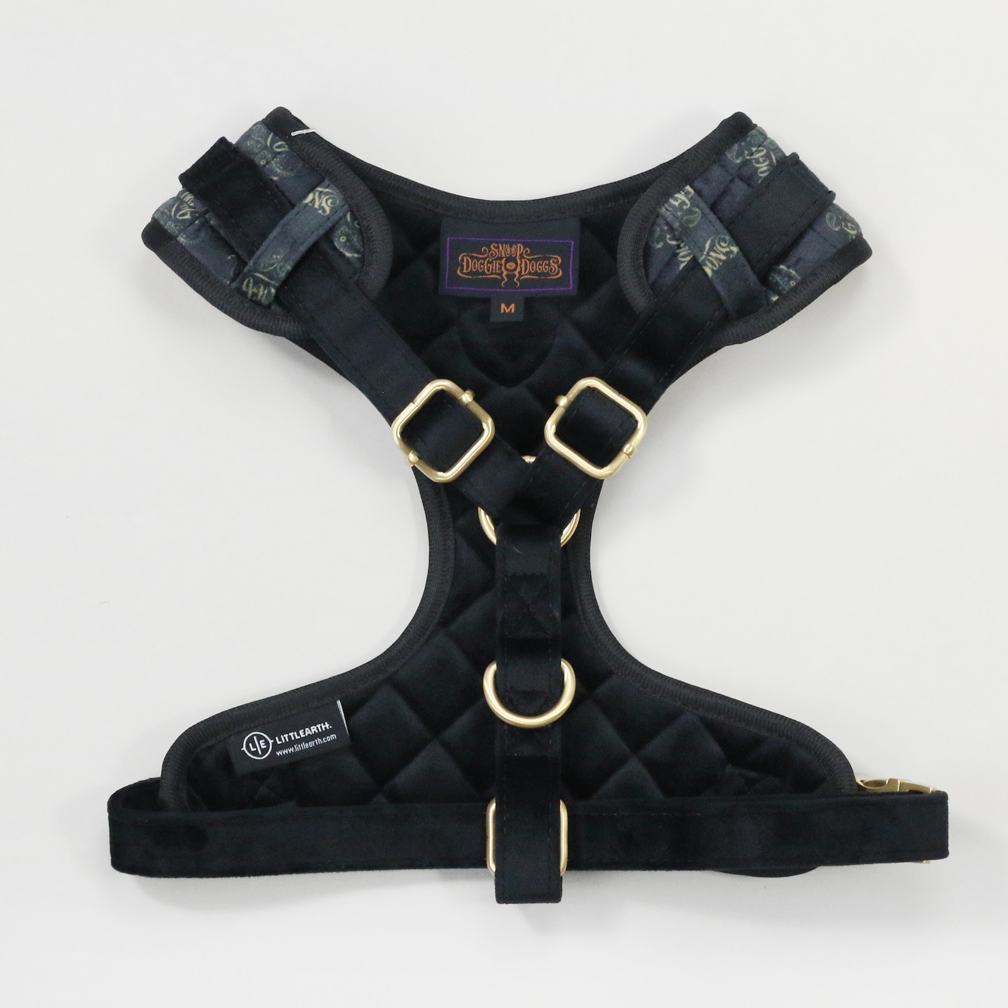 Snoop Doggie Doggs Black Deluxe Quilted Pet Body Harness， X-Small