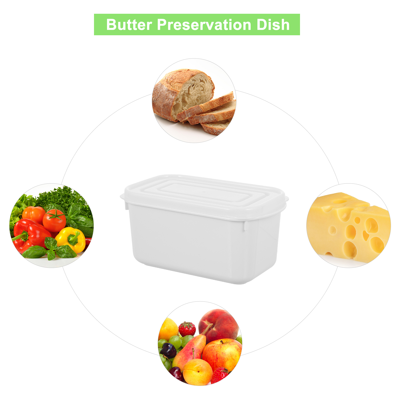 Etereauty 2pcs Butter Boxes Food Crisper Preservation Boxes Butter Storage Cases (White)