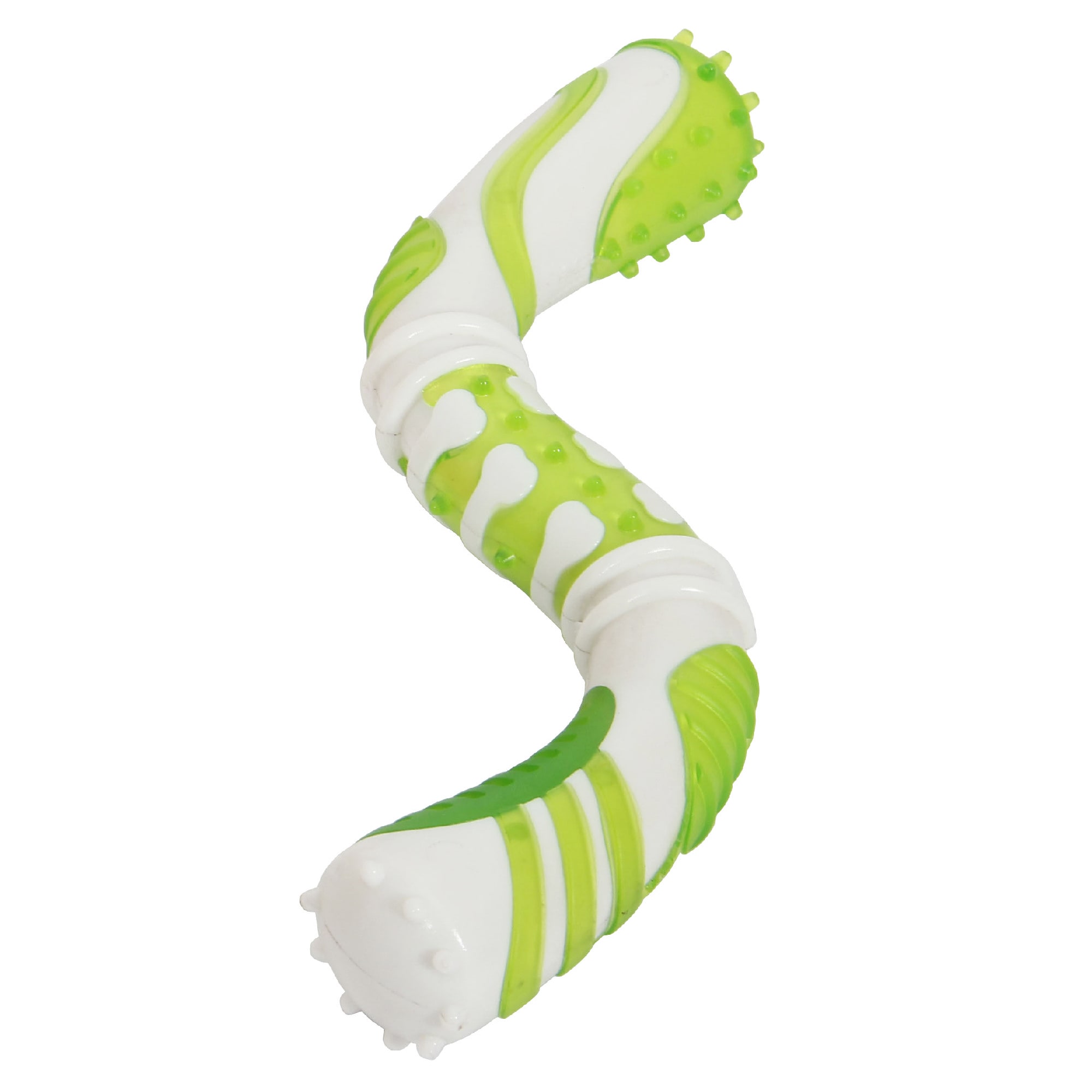 Pet Life Green Denta-Twist TPR Durable Dental Chew Dog Toy， Small