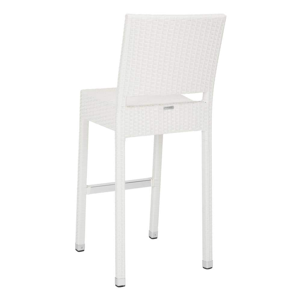 SAFAVIEH Bethel White Wicker Outdoor Bar Stool FOX5201C