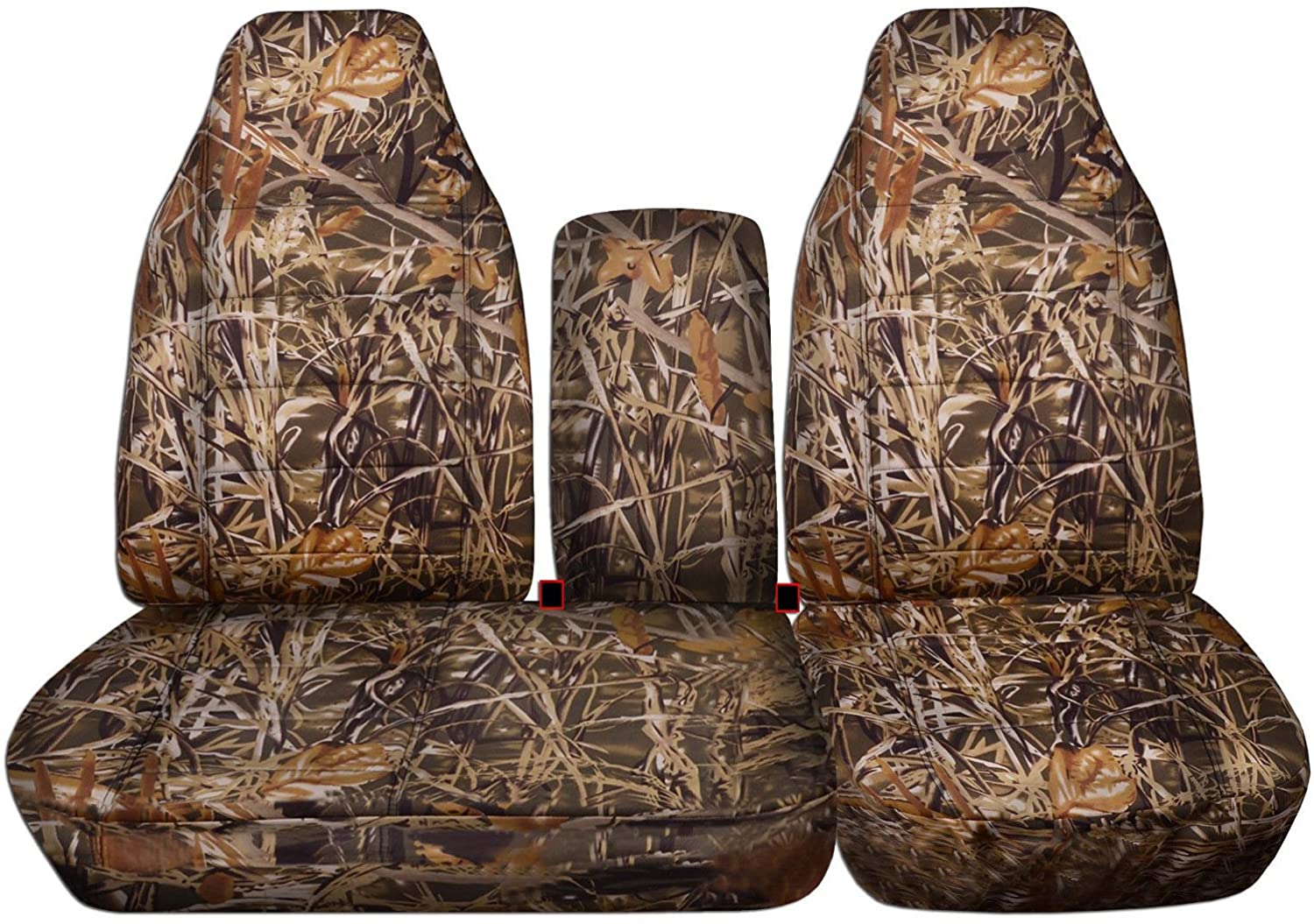 T27-Designcovers Compatible with 1998-2003 Ford Ranger/Mazda B-Series Camouflage Truck Seat Covers (60/40 Split Bench)w Center Console:With Cup Holders:Wetland Camo