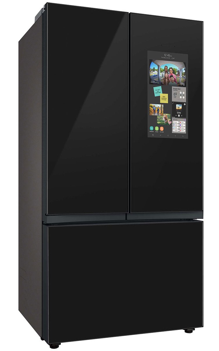  24 Cu. Ft. Custom Panel-Ready With Charcoal Glass Family Hub Panel BESPOKE Counter-Depth 3-Door French Door Refrigerator