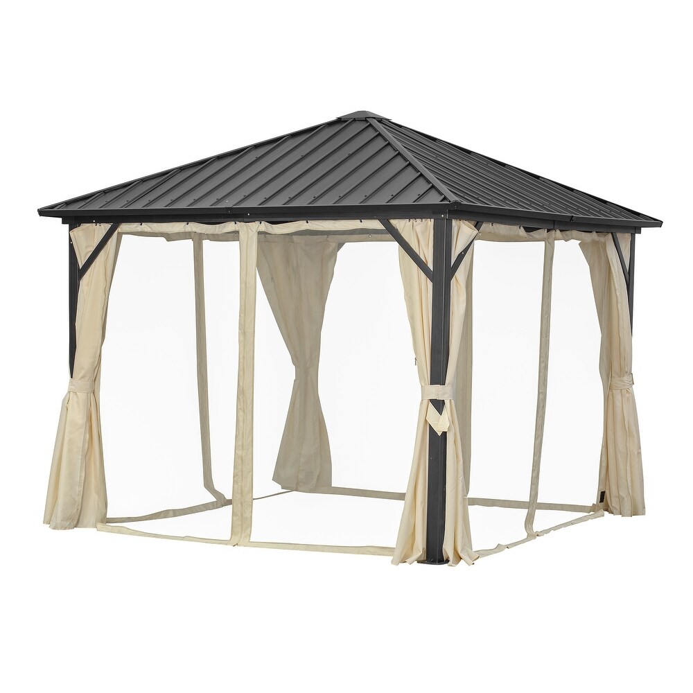 Outdoor Steel Gazebo Galvanized Steel Roof Aluminum Post Hardtop Gazebo