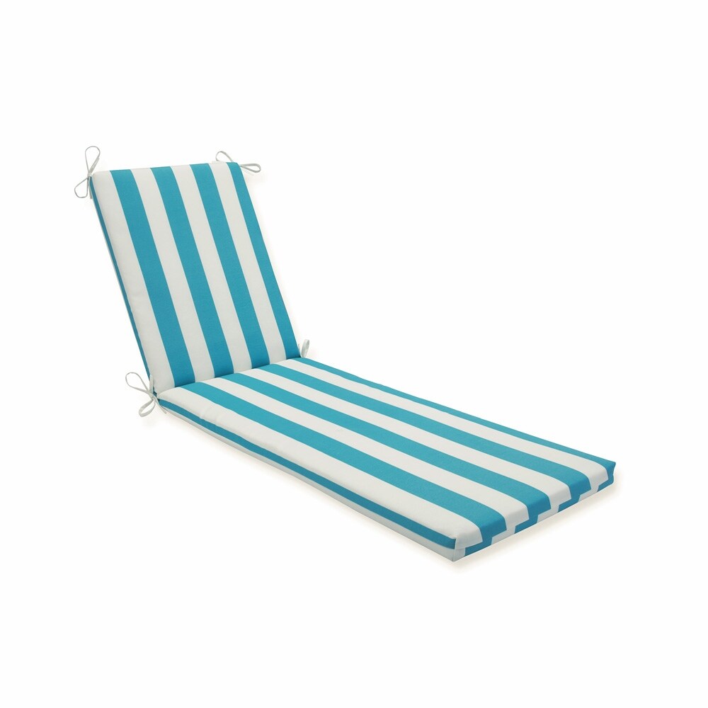 Pillow Perfect Outdoor/Indoor Cabana Stripe Turquoise Chaise Lounge Cushion 80x23x3