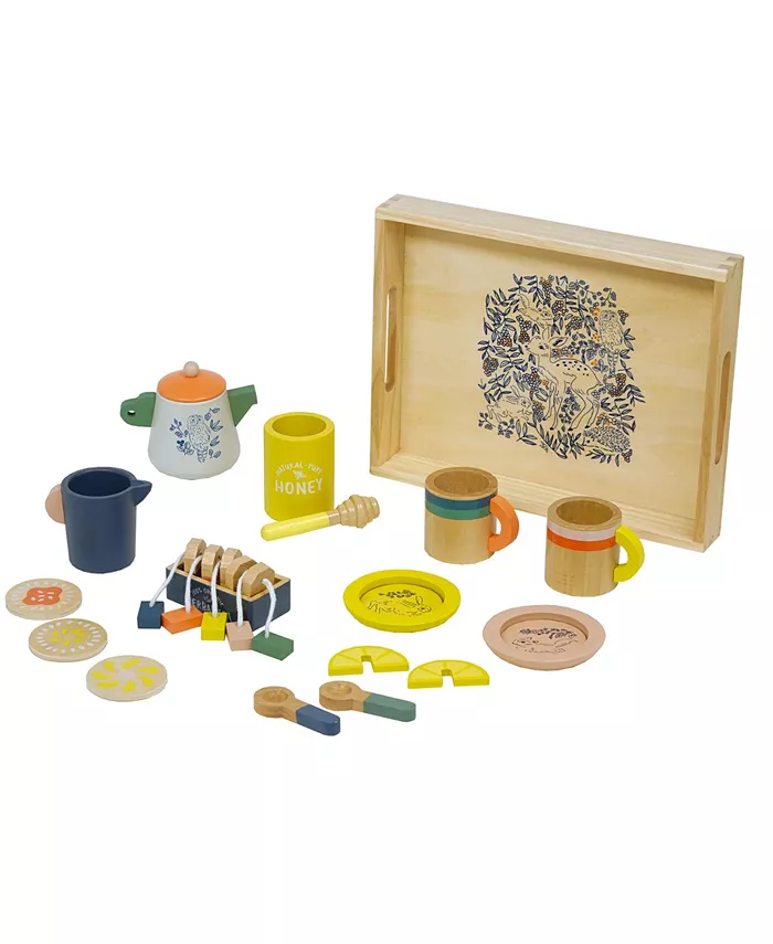 Manhattan Toy Company Flora Fauna Toddler  Kids Pretend Play Wooden Tea Set  23 Piece