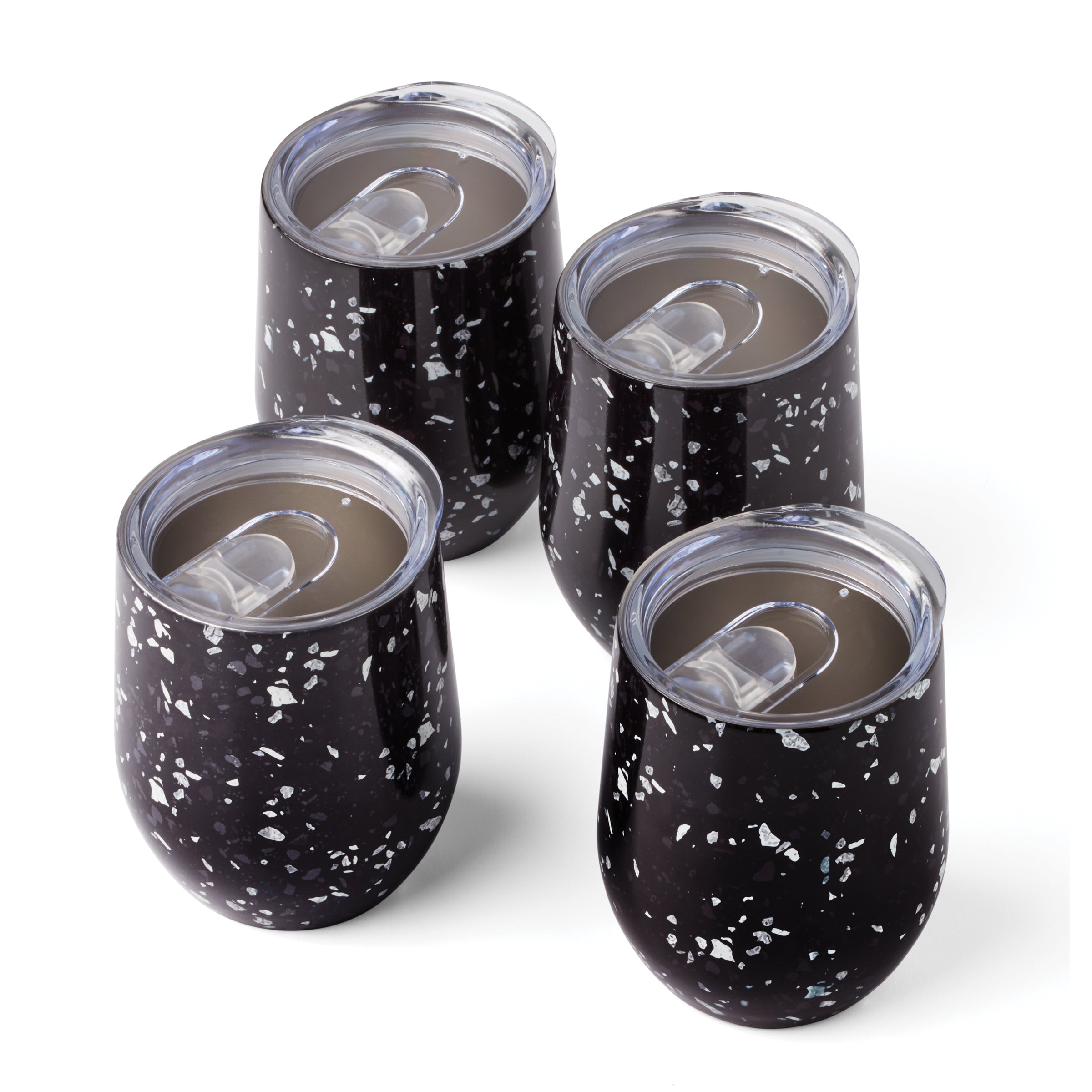 12 Oz Insulated Terrazzo Wine Tumblers, Set Of 4