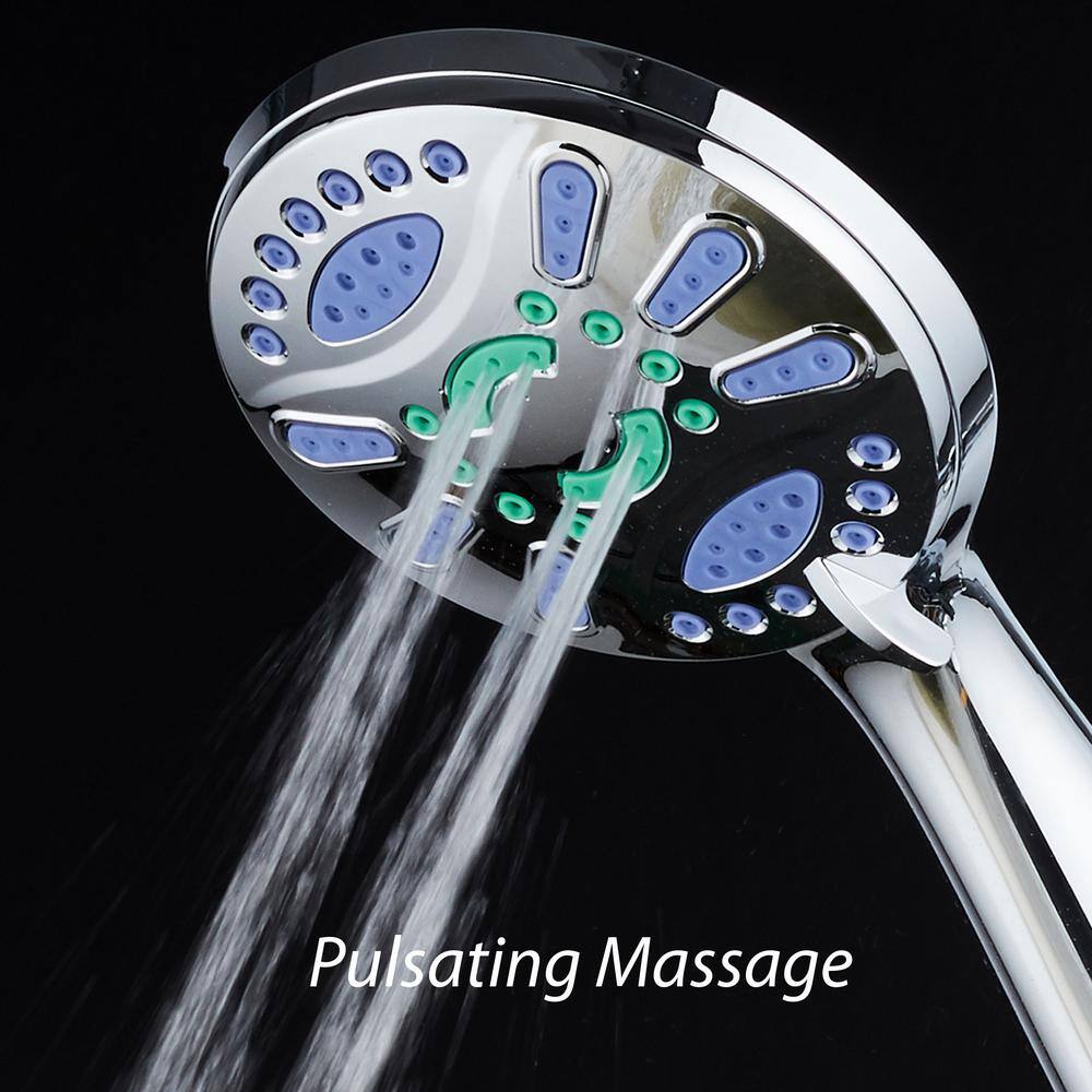 Aquastar Antimicrobial 6-Spray 4.3 in. High Pressure Single Wall Mount Handheld Adjustable Shower Head in Chrome 6730