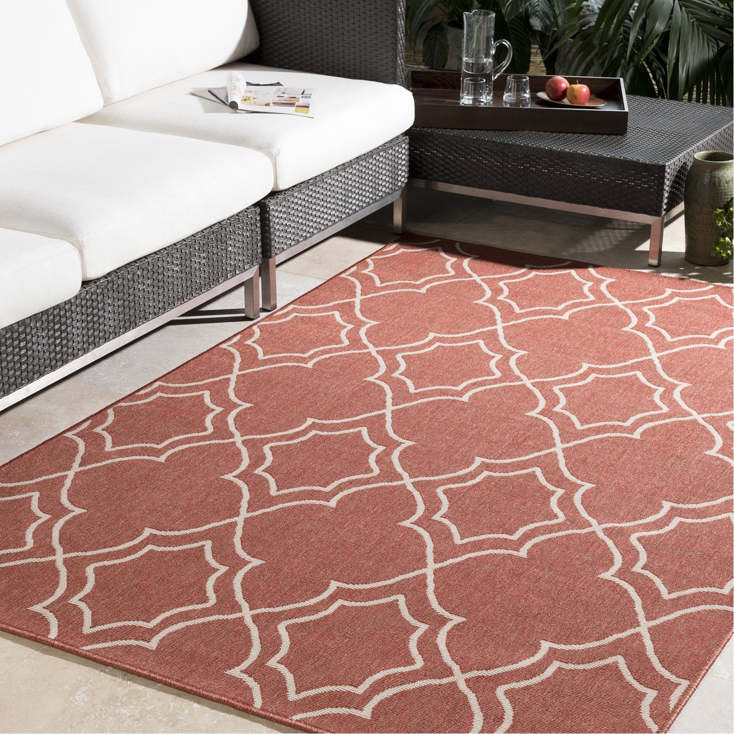 Alfresco Outdoor Rug in Rust & Khaki