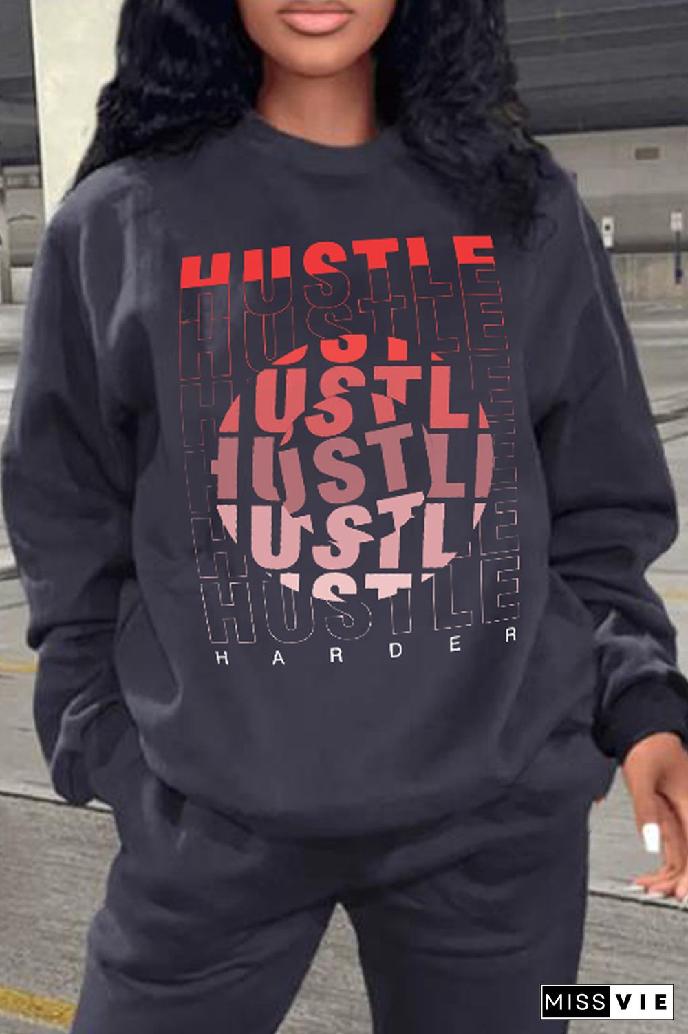 Printed Long Sleeve Round Neck Casual Loose Sweatshirt