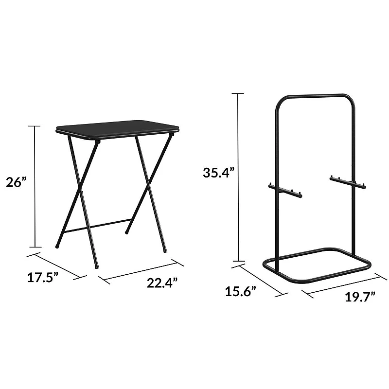 COSCO Folding TV Tray and Storage Rack 5-piece Set