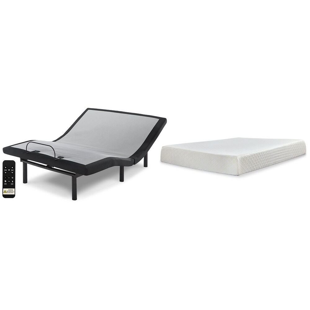 Signature Design by Ashley 10 Inch Chime Memory Foam Black/White 2 Piece Mattress Package