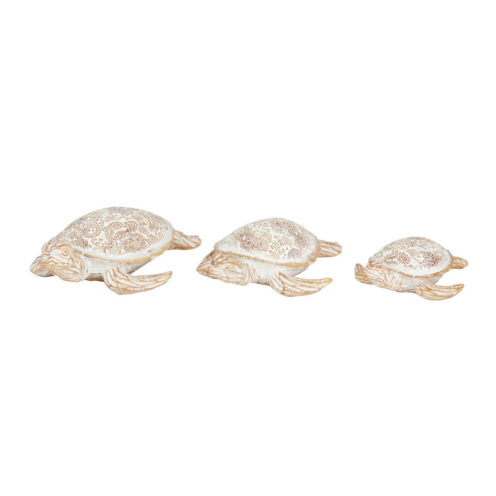 Beige Polystone Turtle Sculpture (Set of 3)   9 x 8 x 2