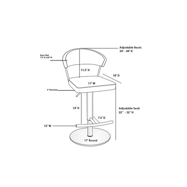 FAIRMONT bar stool with brushed stainless steel base.