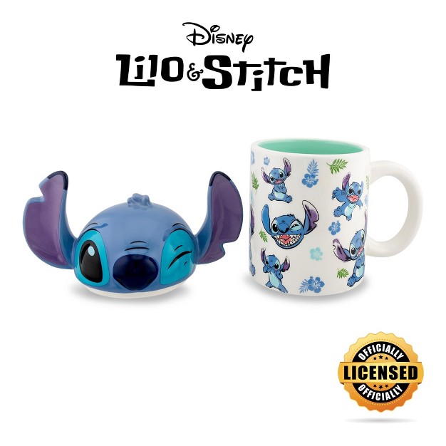 Silver Buffalo Disney Lilo amp Stitch Ceramic Mug With Sculpted Topper Holds 18 Ounces