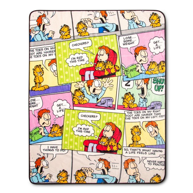 Silver Buffalo Garfield And Jon Comic Strip Panels Throw Blanket 50 X 60 Inches