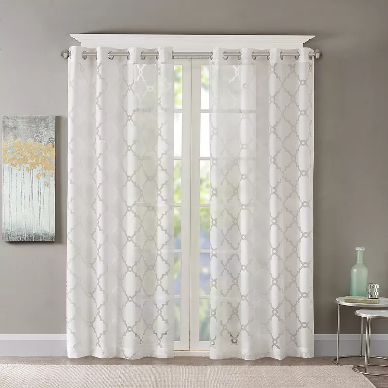 Madison Park 1-Panel Laya Fretwork Sheer Window Curtain