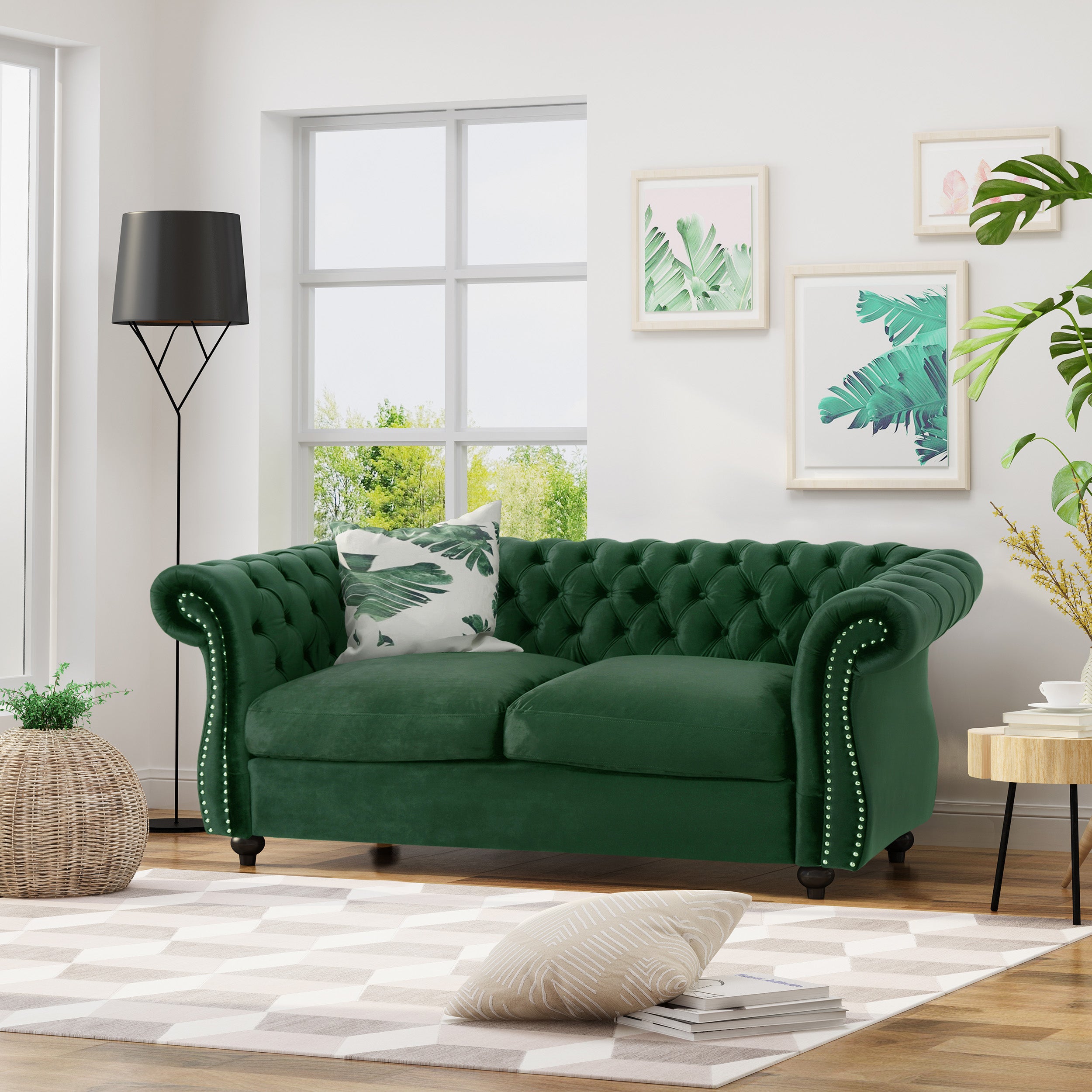 Kyle Traditional Chesterfield Velvet Loveseat Sofa