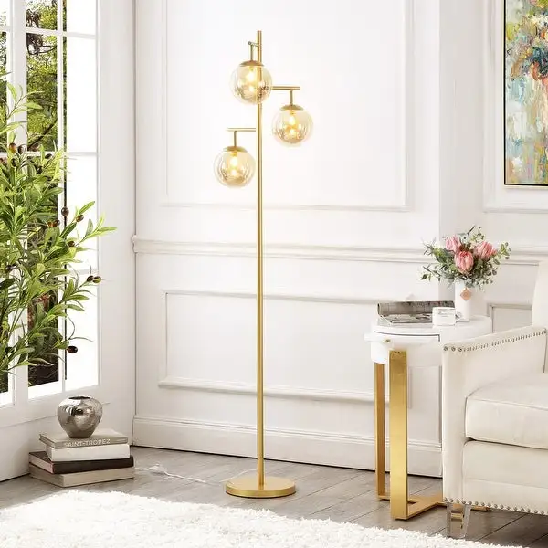 GetLedel 68.9-inch 3-Light Tree Floor Lamp with Glass Shades