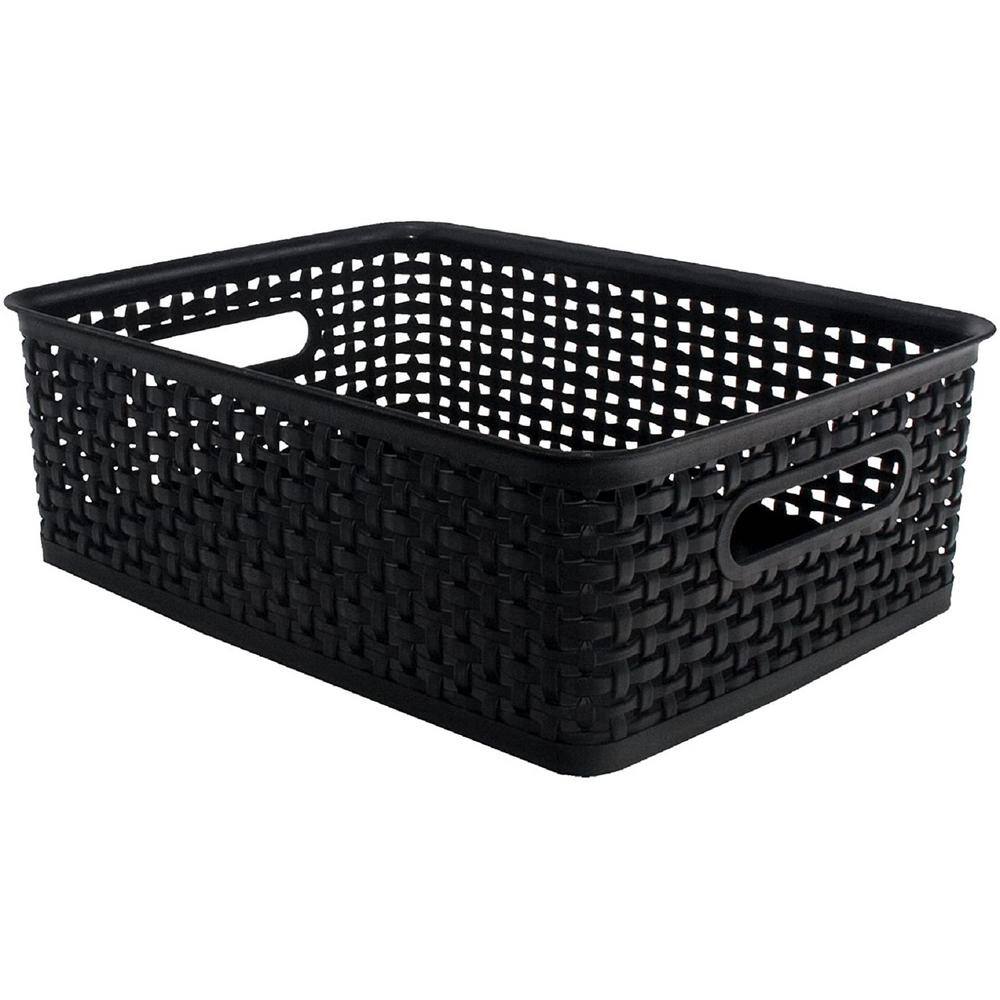 Advantus 4.63 in. H x 10.5 in. W x 13.88 in. D Black Plastic Cube Storage Bin 40327