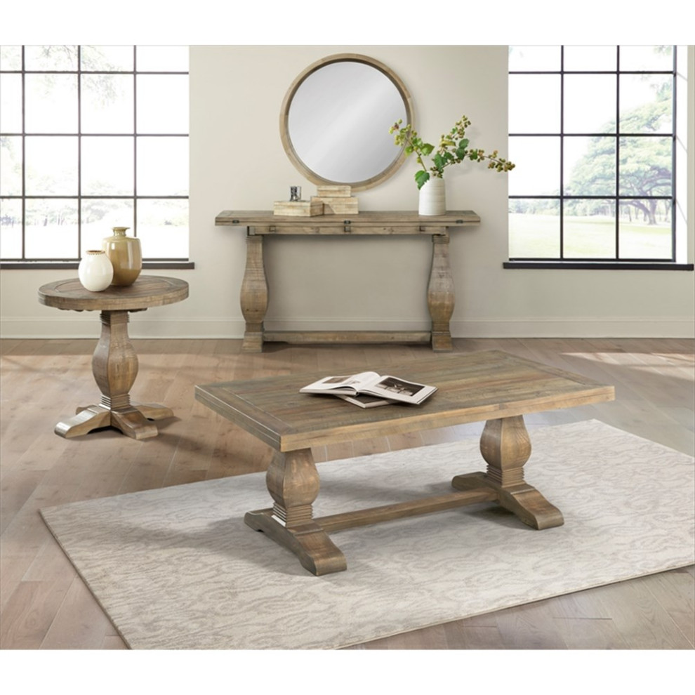 Home Square 2 Piece Set with Napa Solid Wood Coffee Table  ampRound End Table   Transitional   Coffee Table Sets   by Homesquare  Houzz