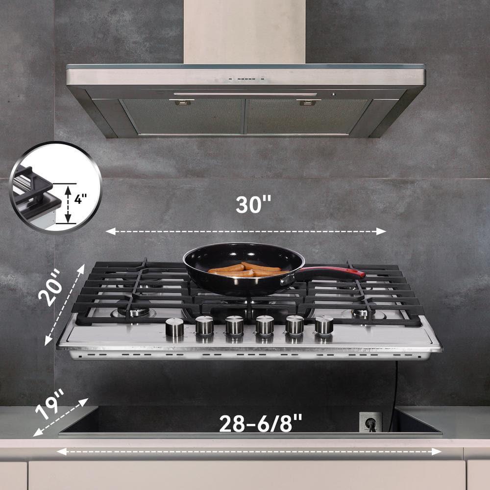 Trifecte 30 in Gas Cooktop in Stainless Steel with 5 Burners and Timer including Power Burners