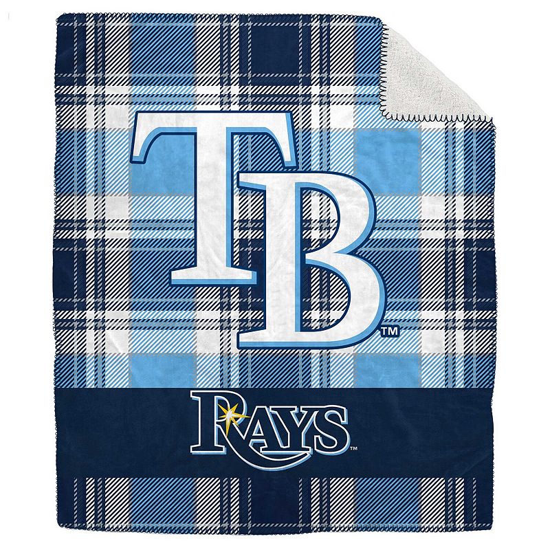 Pegasus Tampa Bay Rays 50 x 60 Plaid Flannel Sherpa Plush Blanket