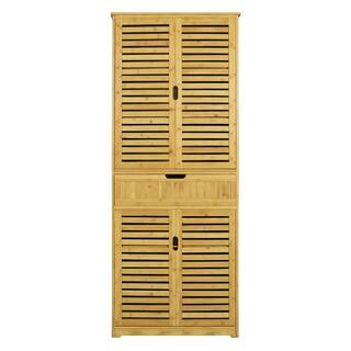 VEIKOUS 72 in. H Bamboo Kitchen Storage Pantry Cabinet Closet with Doors and Adjustable Shelves HP0405-07