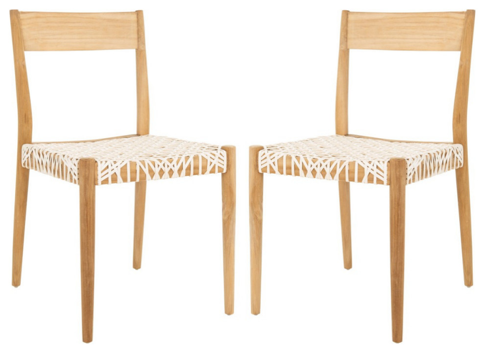 Beasley Dining Chair set of 2 White / Natural   Midcentury   Dining Chairs   by AED Luxury Home Decor  Houzz