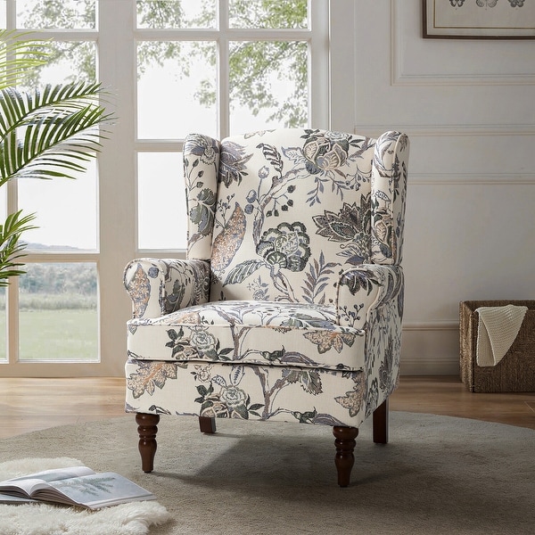 Epimethis Traditional Fabric Accent Armchair with Turned Legs by HULALA HOME