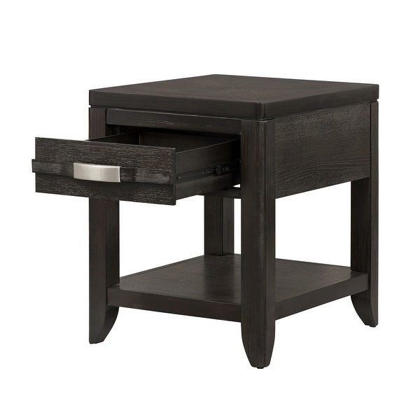 AandB Home 24-inch Grey Rectangular Single Drawer End Table