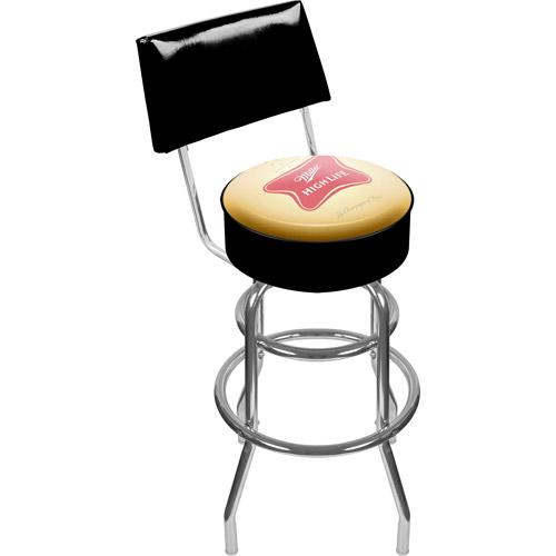 Trademark Miller High Life 40  Padded Bar Stool with Back Chrome  Crowdfused