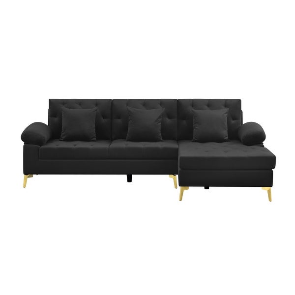 3 Seat L-shaped Sectional Sofa Velvet Upholstered Sofa and Right Hand Facing Chaise