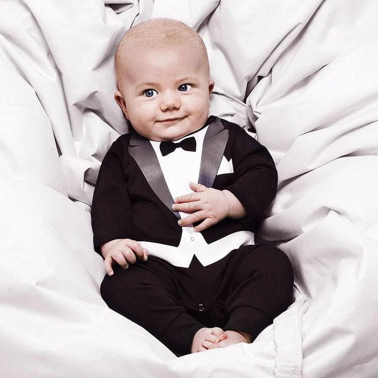 Baby Boy Clothes Spring Autumn Cotton Formal Romper Gentleman Outfit Newborn One-Piece Clothing Handsome Jumpsuit Party Suit