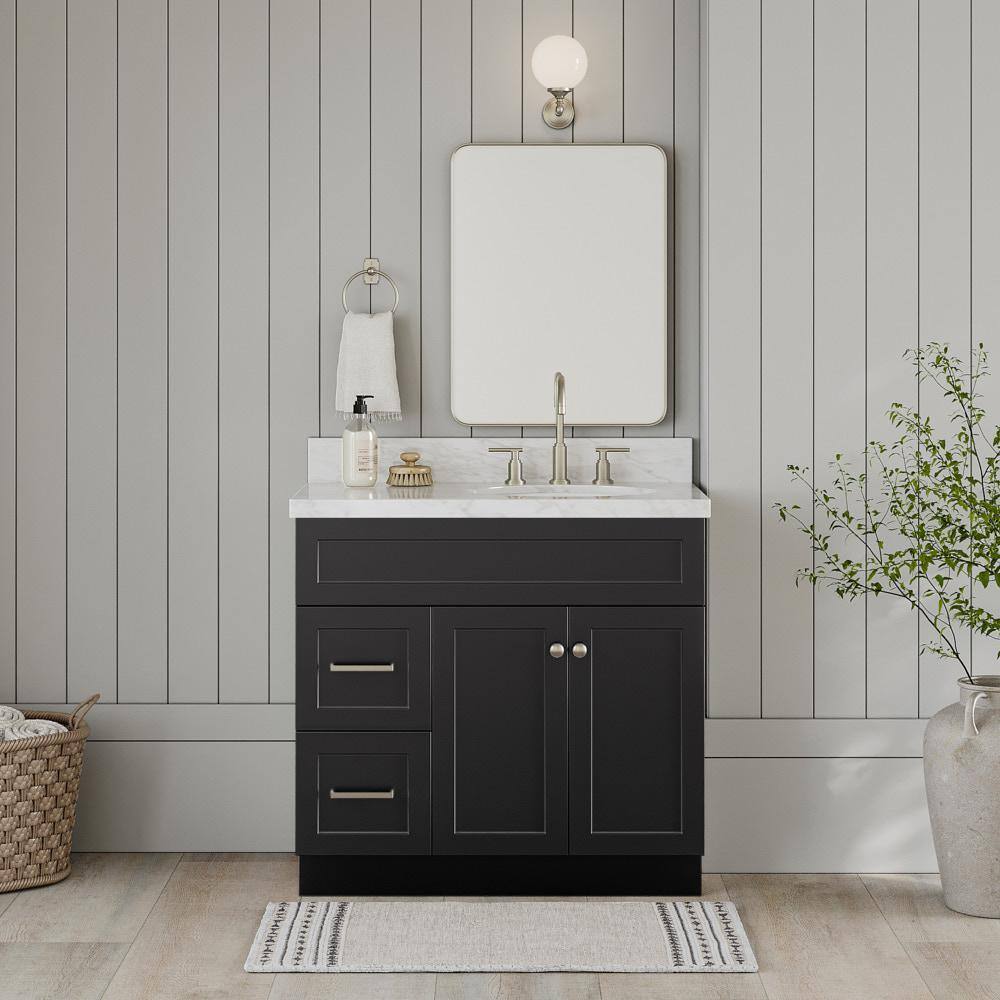 ARIEL Hamlet 36 in. W x 21.5 in. D x 34.5 in. H Bath Vanity Cabinet without Top in Black F036S-R-BC-BLK