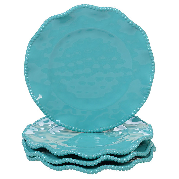 Certified International Perlette Teal Melamine 4-Pc. Salad Plate Set