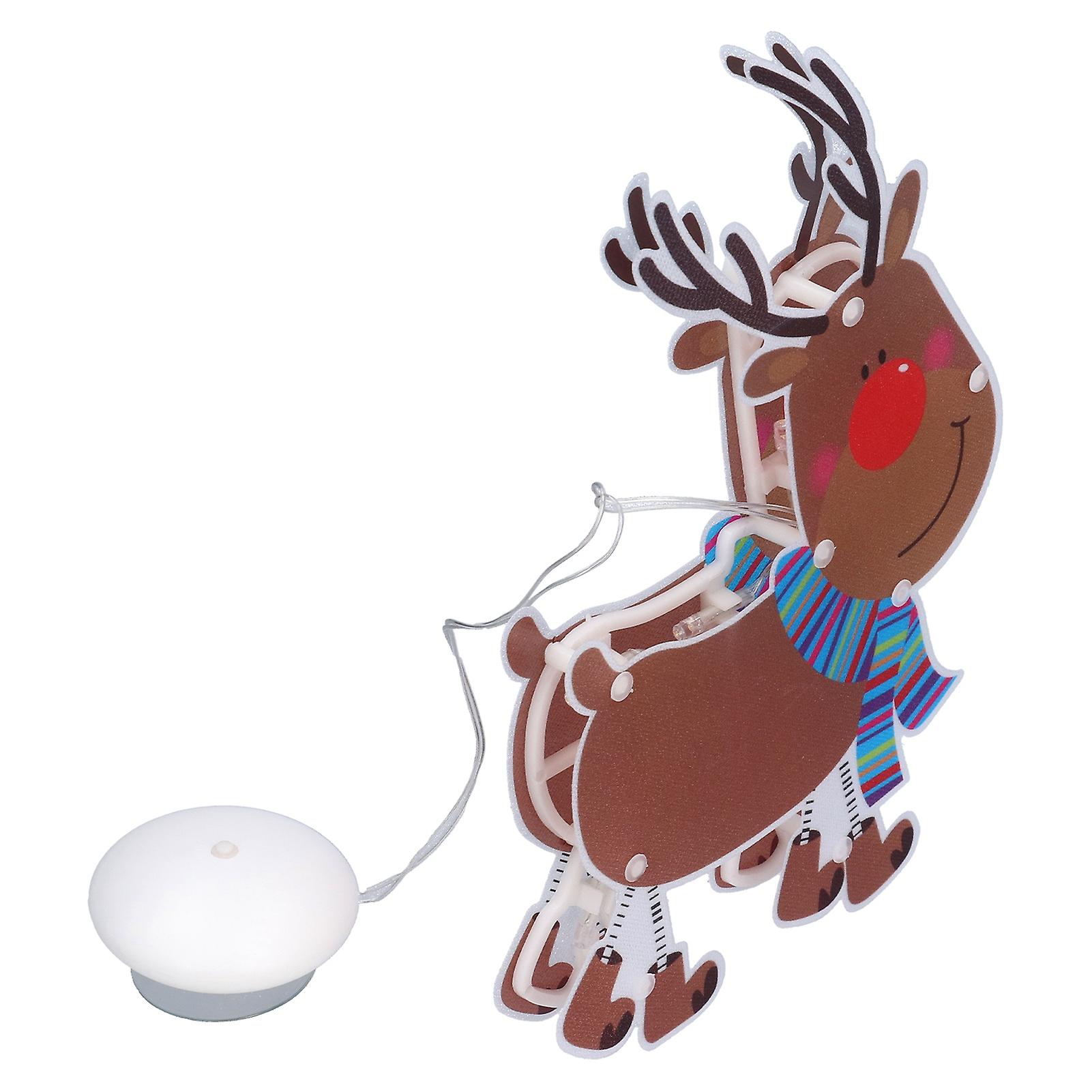 LED Christmas Window Hanging Light Elk Shape Window Decoration Lamp with Suction Cup