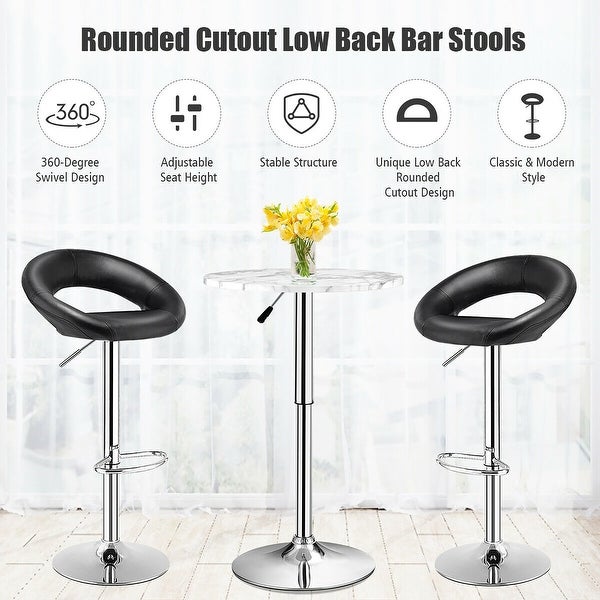 Set of 2 Swivel Bar Stools Adjustable Barstools PU Leather Pub Chairs