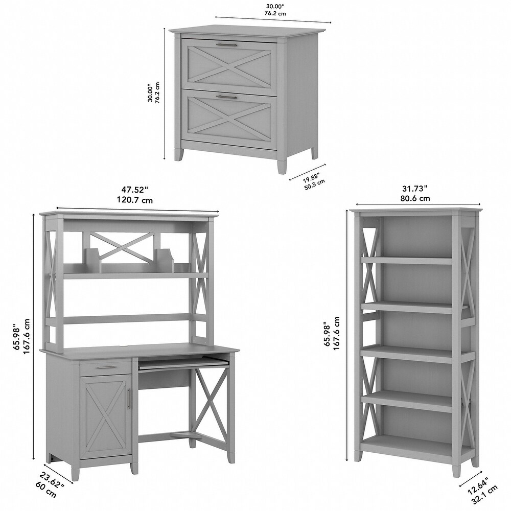 Key West Small Computer Desk with Hutch and Storage by Bush Furniture