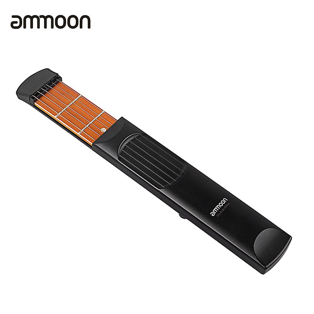 Ammoon Portable Pocket Acoustic Guitar Practice Tool Gadget Chord Trainer 6 String 6 Fret Model For Beginner Black