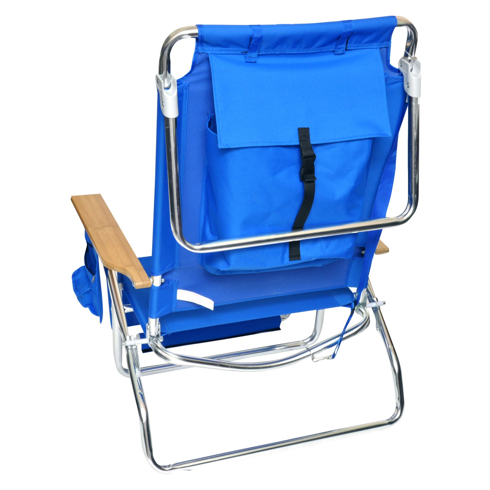 Deluxe 3 in 1 Lay Flat Aluminum Beach Chair Lounger with Drink Holder and Large Storage Pouch