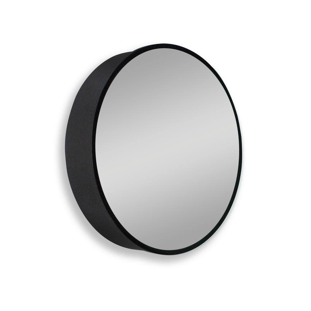 24 in. W x 24 in. H Matte Black Metal Framed Round RecessedSurface Mount Bathroom Medicine Cabinet with Mirror S-W135560554